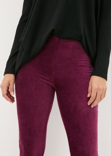 Burgundy Velvet Corduroy Leggings