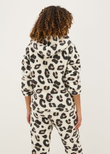 Cream Animal Print Fleece Pyjama Set