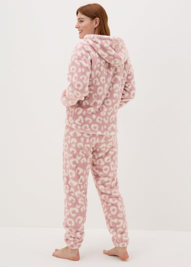 Pink Animal Print Fleece Pyjama Set