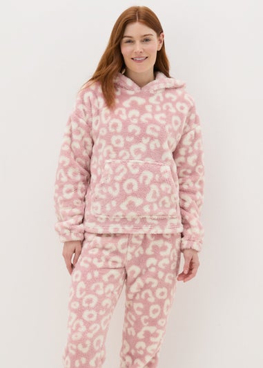 Pink Animal Print Fleece Pyjama Set