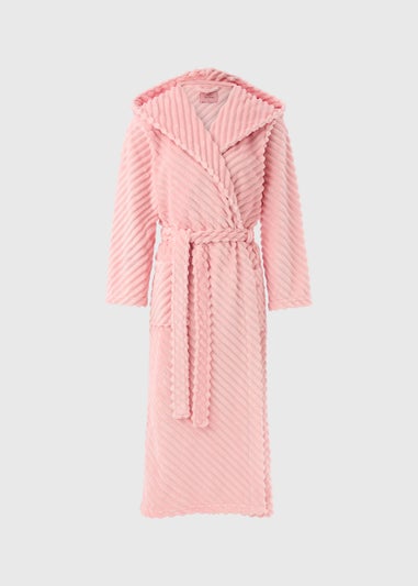 Pink Diagonal Fleece Dressing Gown