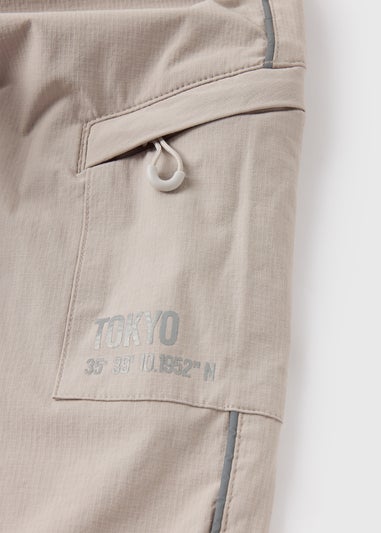 Boys Beige Parachute Cargo Trousers (7-15yrs)