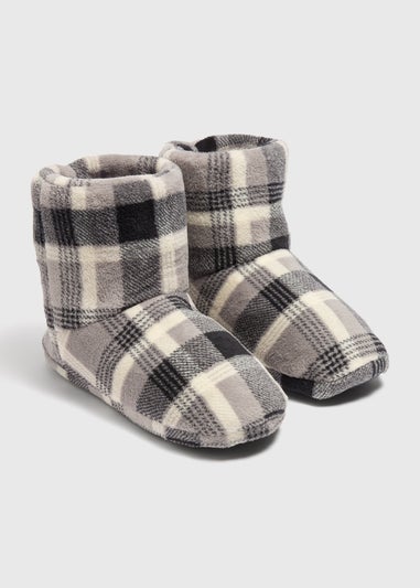 Grey Check Slipper Boots