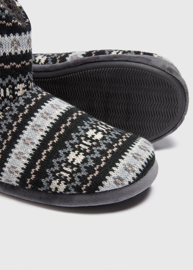 Navy Fairisle Slipper Boots