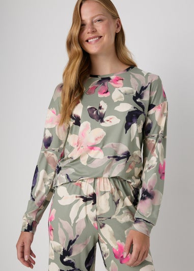 Green Floral Print Loungewear Set