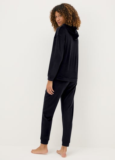 Black Fleece Hooded Loungewear Set