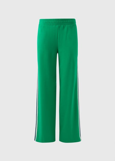 Green Side Stripe Wide Leg Trousers