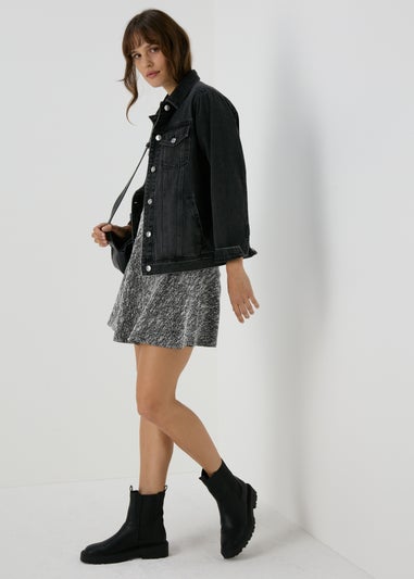 Black Boucle Mini Skirt