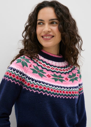 Joyful Navy Fairisle Knit Jumper