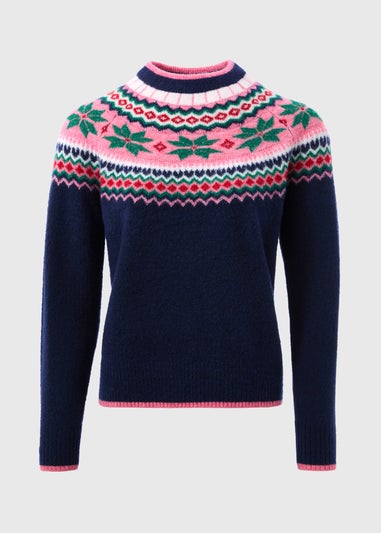 Joyful Navy Fairisle Knit Jumper