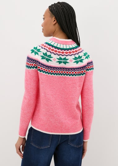 Joyful Pink Fairisle Knit Jumper