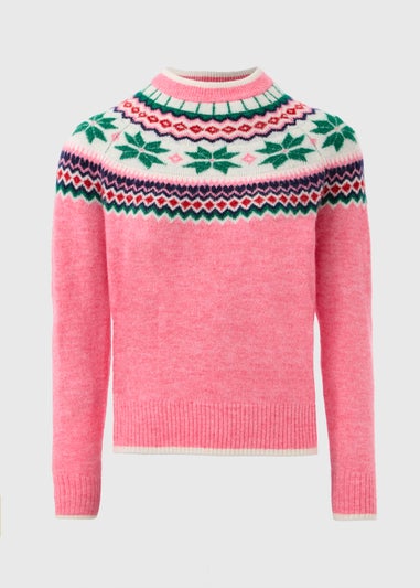 Joyful Pink Fairisle Knit Jumper