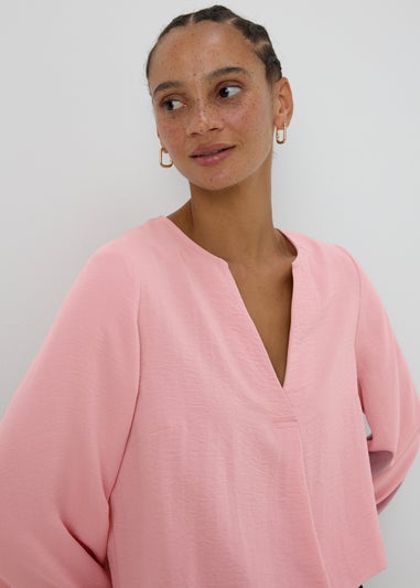 Pink V-Neck Blouse