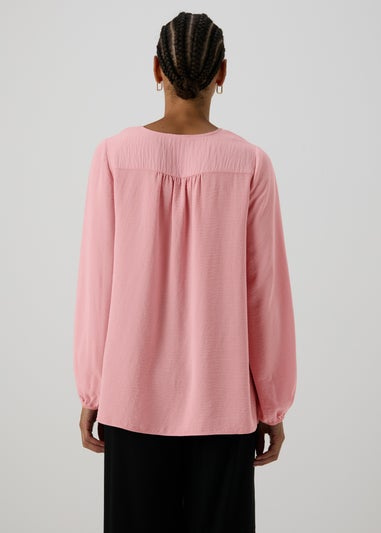 Pink V-Neck Blouse