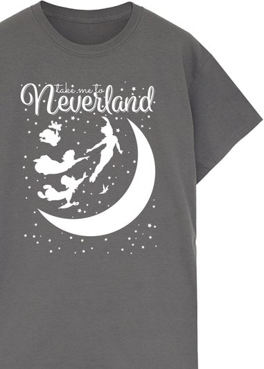 Disney Peter Pan Take Me To Neverland Charcoal Printed Boyfriend Fit T-Shirt