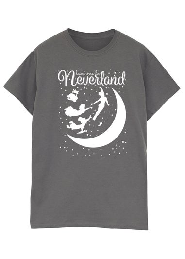 Disney Peter Pan Take Me To Neverland Charcoal Printed Boyfriend Fit T-Shirt