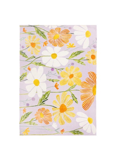 Wylder Lilac Wildflowers Outdoor Washable Rug (120 x 170cm)