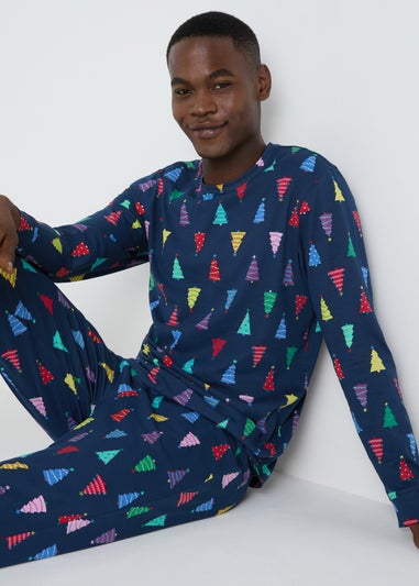 Navy Unisex Christmas Tree Pyjamas