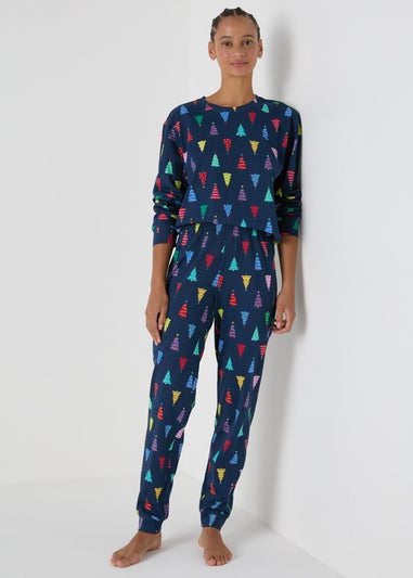 Navy Unisex Christmas Tree Pyjamas