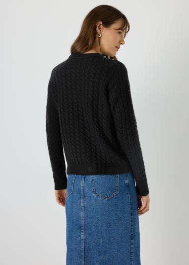 Black Embellished Knitted Jumper