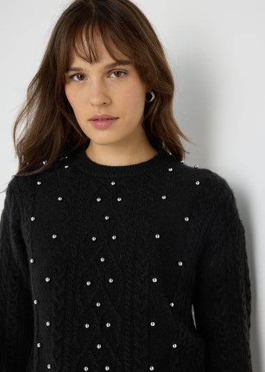 Black Embellished Knitted Jumper