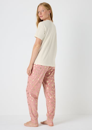 Cream Foil Heart Pyjama Set