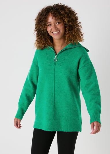 Green Knitted Half Zip