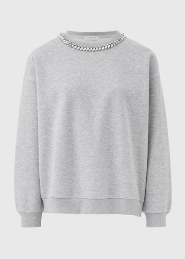 Grey Embellished Sweatshirt