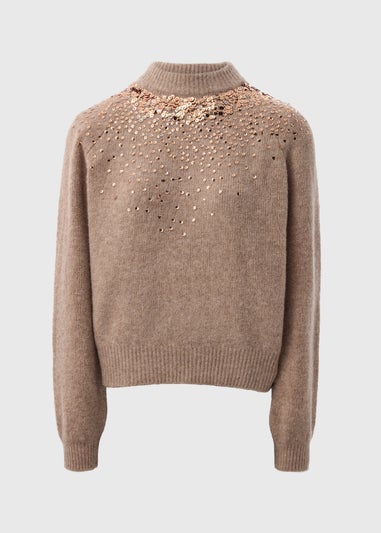 Beige Scatter Sequin Jumper