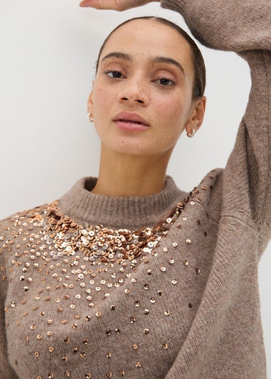 Beige Scatter Sequin Jumper