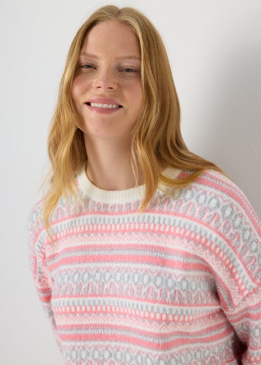 Pink Knitted Fairisle Jumper