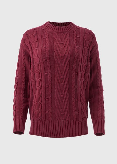 Burgundy Cable Knit Jumper