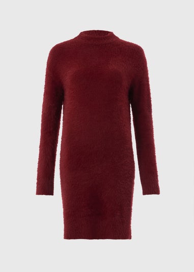 Burgundy Feather Jumper Mini Dress