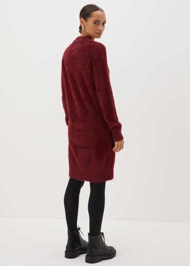 Burgundy Feather Jumper Mini Dress