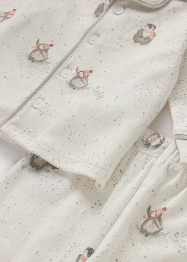 Baby Cream Penguin Print Pyjama Set (Newborn-18 mths)