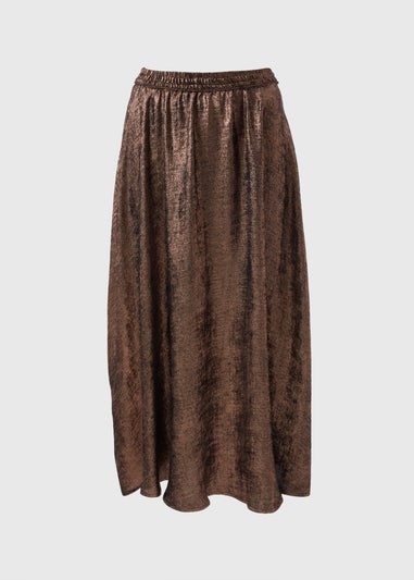 Bronze Metallic Midi Skirt