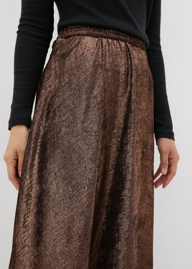 Bronze Metallic Midi Skirt