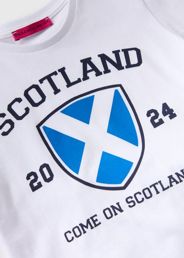 Kids White Scotland Top & Short Pyjama Set (18mths-13yrs)