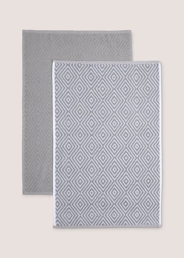 2 Pack Grey Geometric Tea Towels