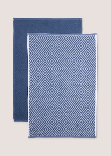 2 Pack Blue Geometric Tea Towels (45cm x 70cm)