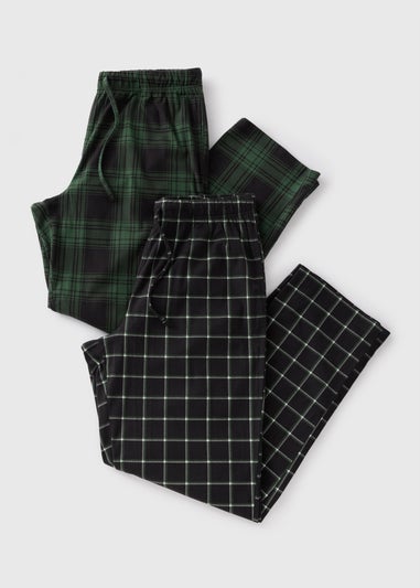 2 Pack Green Check Pyjama Bottoms