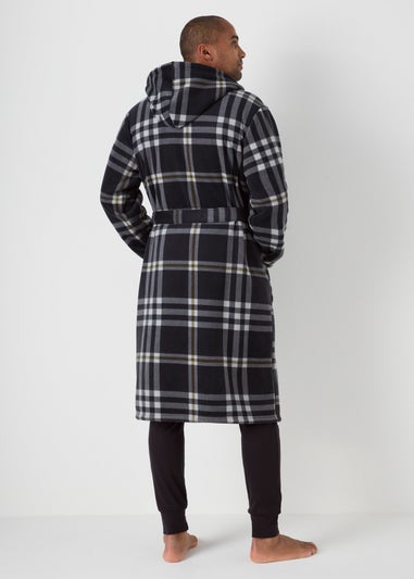 Black Check Bonded Hood Dressing Gown