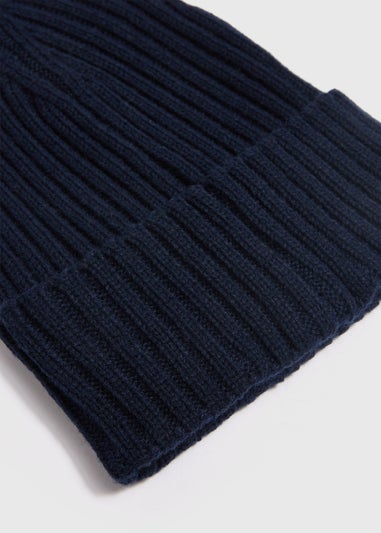 Navy Thick Ribbed Essential Beanie