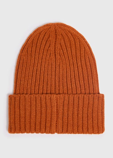 Rust Thick Ribbed Essential Beanie