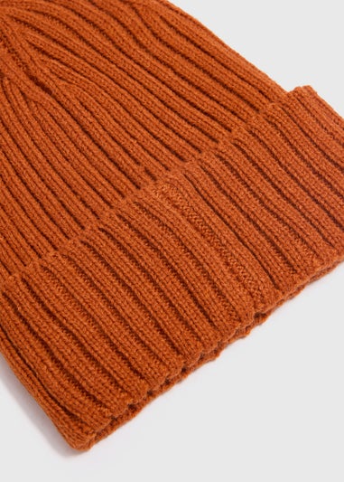 Rust Thick Ribbed Essential Beanie