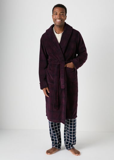 Burgundy Check Dressing Gown