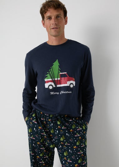 Navy Winter Scene Pyjama Set