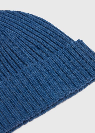 Blue Thick Rib Beanie