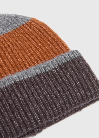 Rust Stripe Knitted Beanie