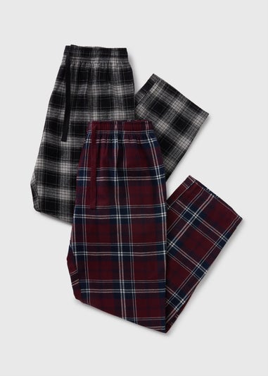 2 Pack Multicolour Check Brushed Pyjama Bottoms